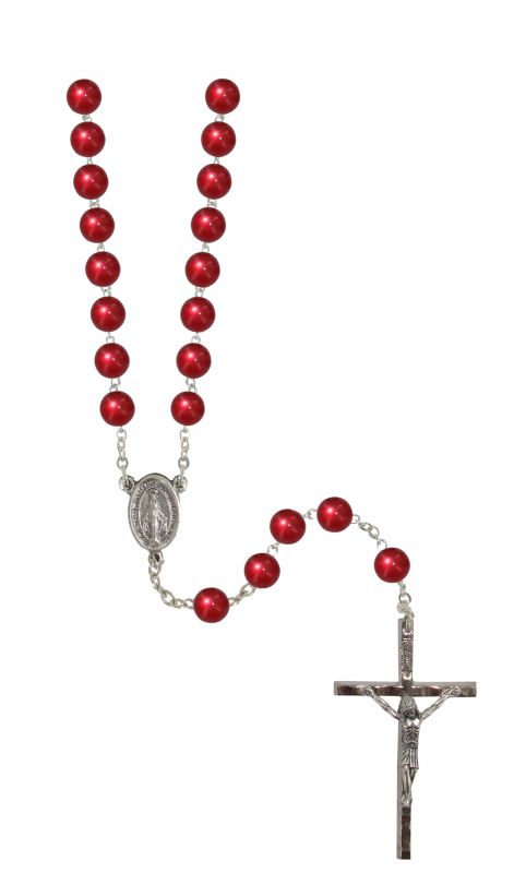 rosario imitazione madreperla tondo Ø 7 mm rubino