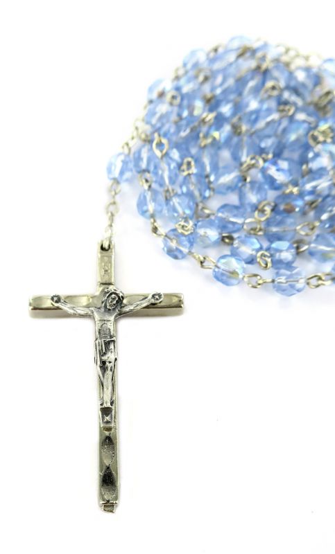 rosario in semicristallo Ø 5 mm azzurro