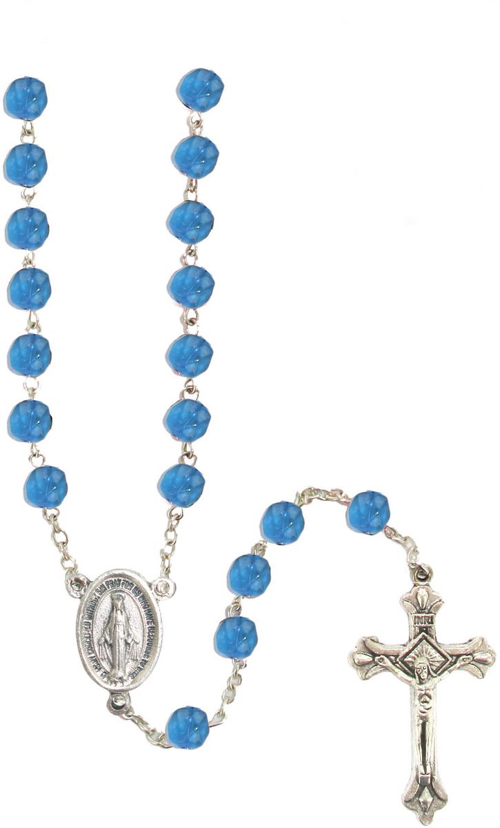 rosario in semicristallo Ø 6 mm azzurro