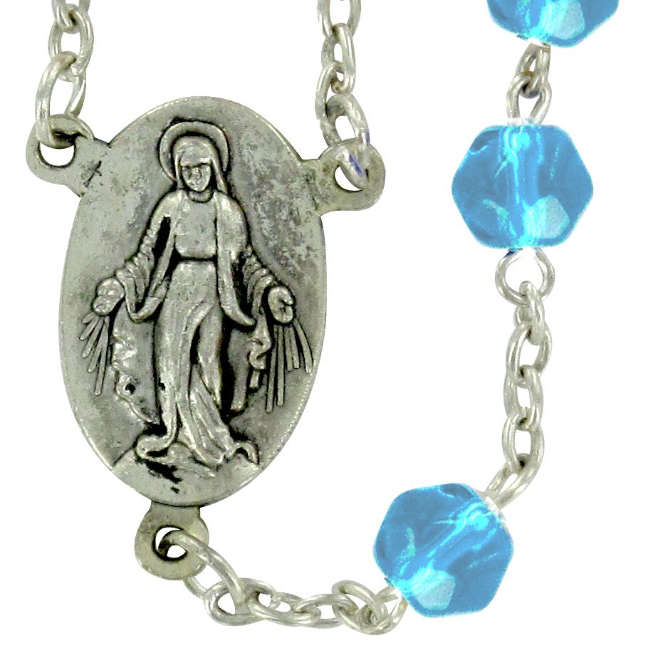 rosario in semicristallo Ø 6 mm azzurro