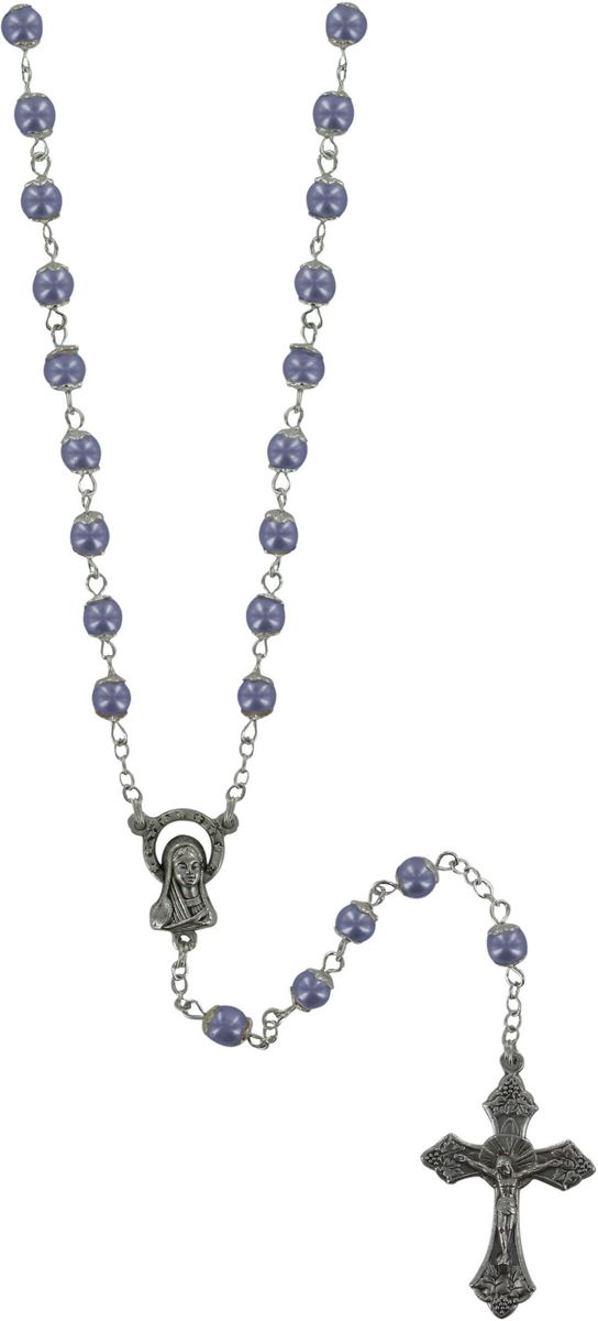 rosario imitazione perla ametista argentata mm 5 con coppiglie