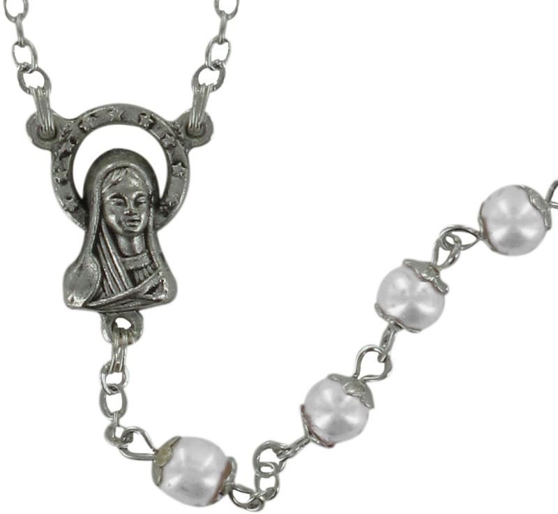 rosario imitazione perla bianco mm 5 con coppiglie