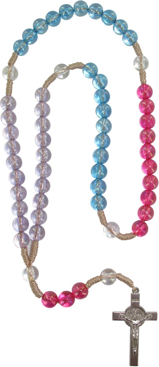 rosario semicristallo tondo multicolore legatura seta