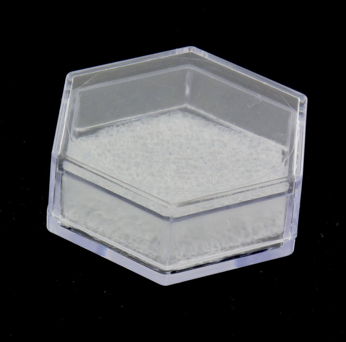 scatolina portarosario in plastica rigida esagonale - 8 x 5,5 cm