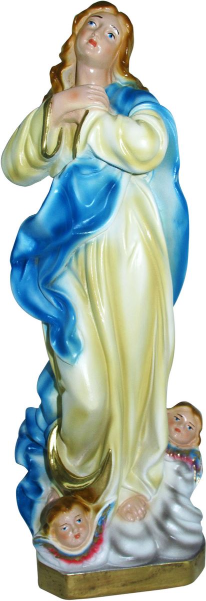statua madonna del murillo vergine assunta in gesso madreperlato dipinta a mano - 20 cm