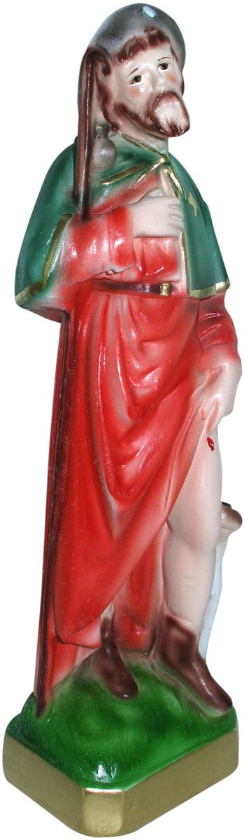 statua san rocco in gesso madreperlato dipinta a mano - 20 cm