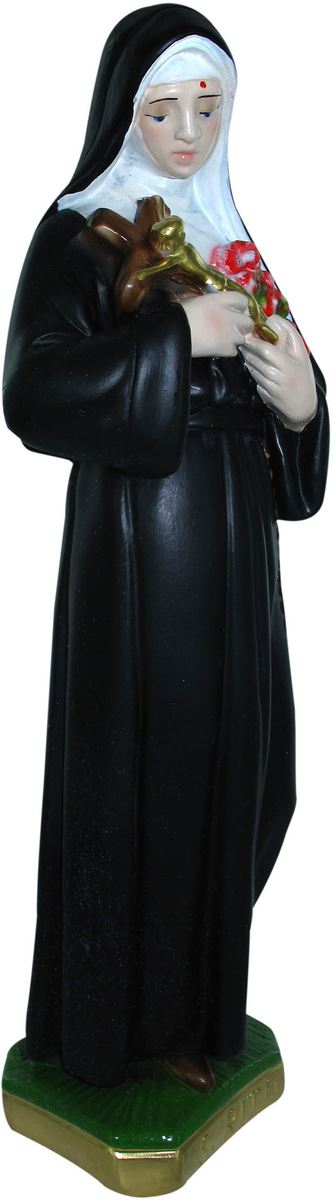 statua santa rita in gesso madreperlato dipinta a mano - 30 cm
