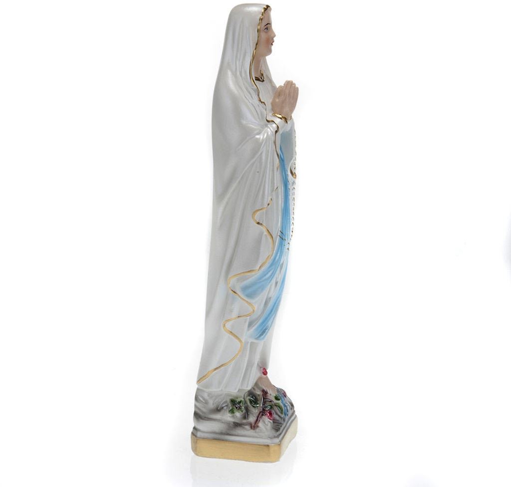 statua madonna di lourdes in gesso madreperlato dipinta a mano - 40 cm 