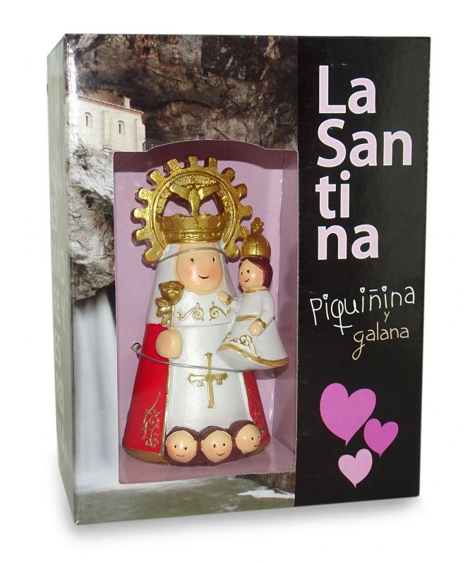 statua della vergine di covadonga da 12 cm in confezione regalo con segnalibro in versione spagnolo