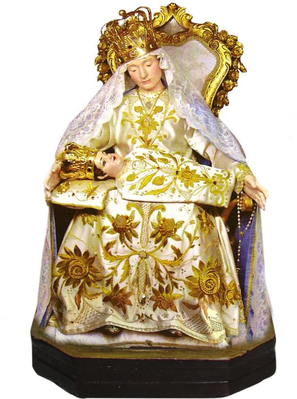 statua della madonna dei miracoli da 12 cm in confezione regalo con segnalibro	