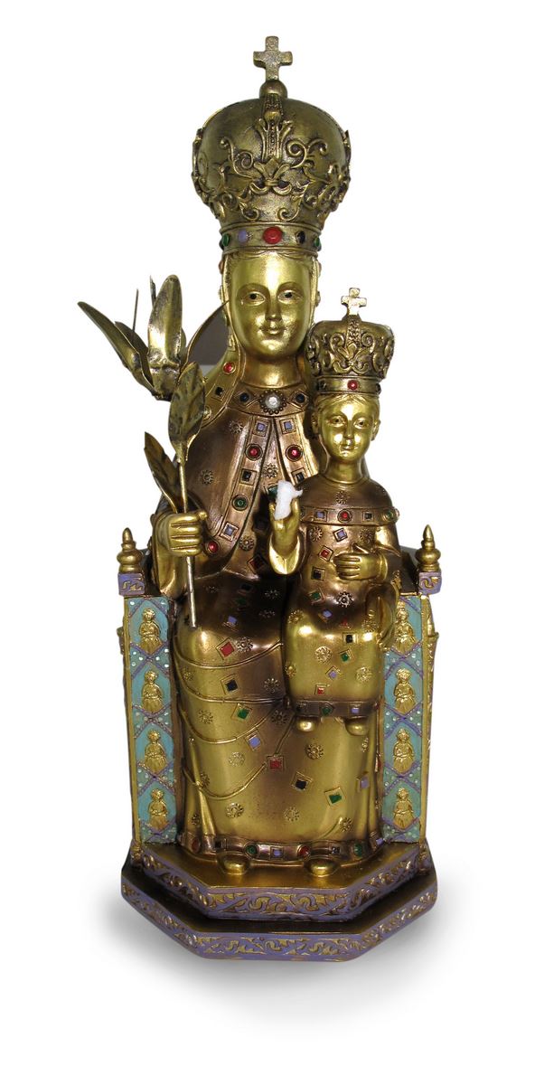 statua della madonna di salamanca da 12 cm in confezione regalo con segnalibro in versione spagnolo