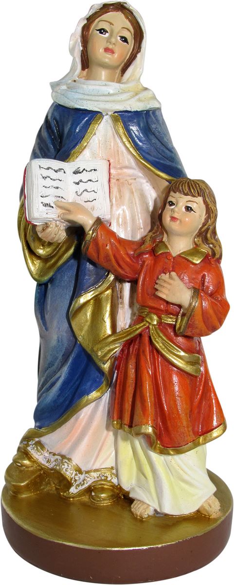 ferrari & arrighetti statua di sant anna da 12 cm in confezione regalo con segnalibro, statuetta personaggio religioso con scatola regalo decorativa, testi in it/en/es/fr