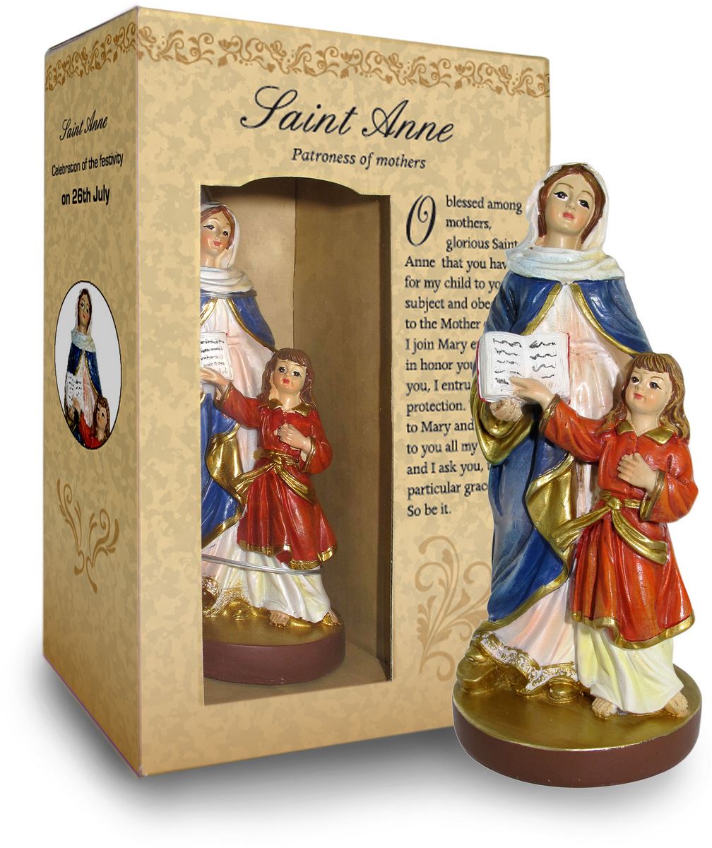 statua di sant'anna da 12 cm in confezione regalo con segnalibro in versione inglese