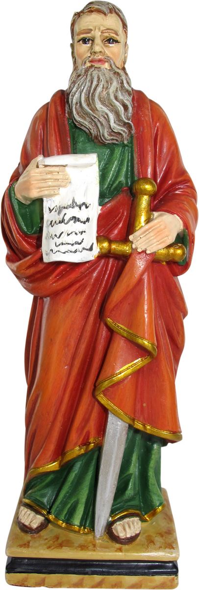 ferrari & arrighetti statua di san paolo da 12 cm in confezione regalo con segnalibro, statuetta personaggio religioso con scatola regalo decorativa, testi in it