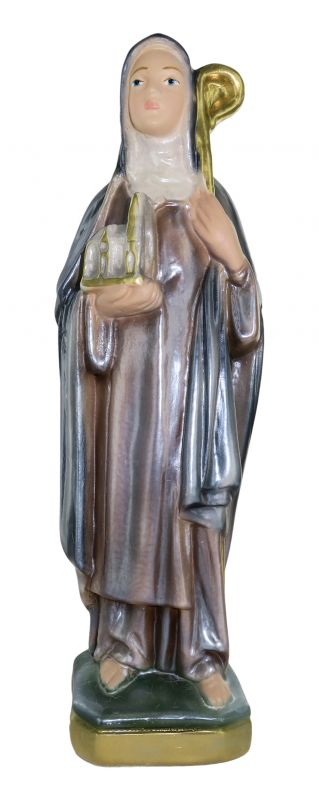statua santa brigida d irlanda in gesso madreperlato dipinta a mano - 20 cm