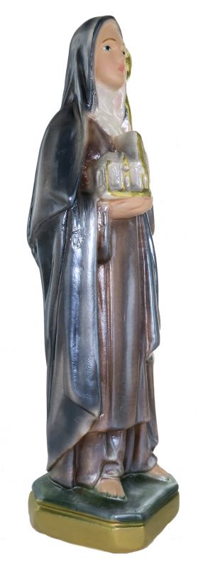 statua santa brigida d irlanda in gesso madreperlato dipinta a mano - 20 cm