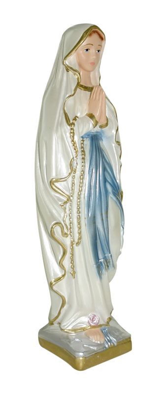 statua madonna di lourdes in gesso madreperlato dipinta a mano - 20 cm
