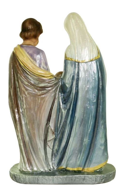 statua sacra famiglia in gesso madreperlato dipinta a mano - 20 cm