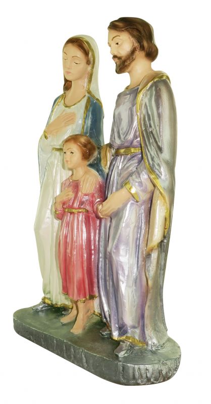 statua sacra famiglia in gesso madreperlato dipinta a mano - 20 cm