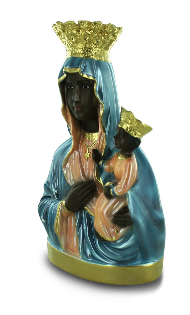 statua madonna di czestochowa in gesso madreperlato dipinta a mano - 25 cm