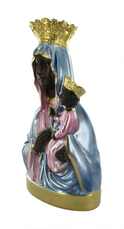 statua madonna di czestochowa in gesso madreperlato dipinta a mano - 25 cm