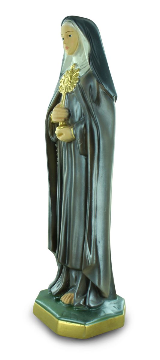 statua santa chiara in gesso madreperlato dipinta a mano - 30 cm