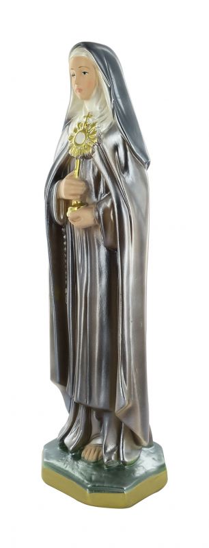 statua santa chiara in gesso madreperlato dipinta a mano - 30 cm