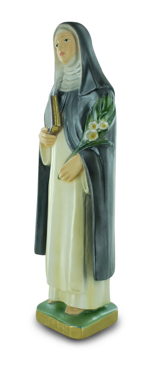 statua santa caterina da siena in gesso madreperlato dipinta a mano - circa 30 cm