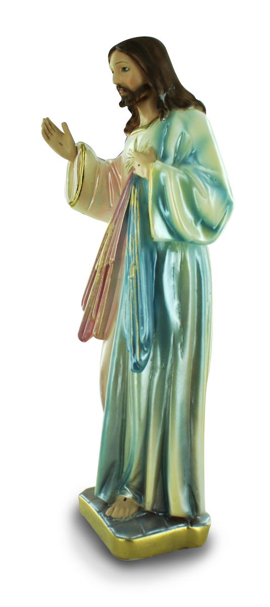 statua gesù misericordioso in gesso madreperlato dipinta a mano - 30 cm