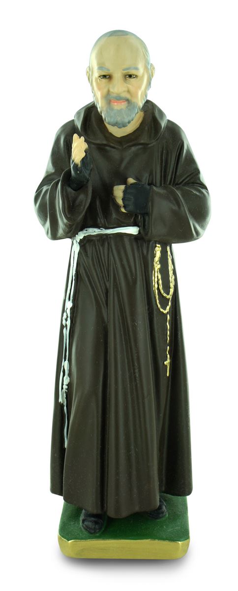 statua padre pio in gesso dipinta a mano - 30 cm
