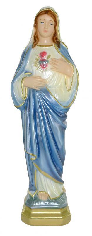 statua sacro cuore di maria in gesso madreperlato dipinta a mano - 30 cm