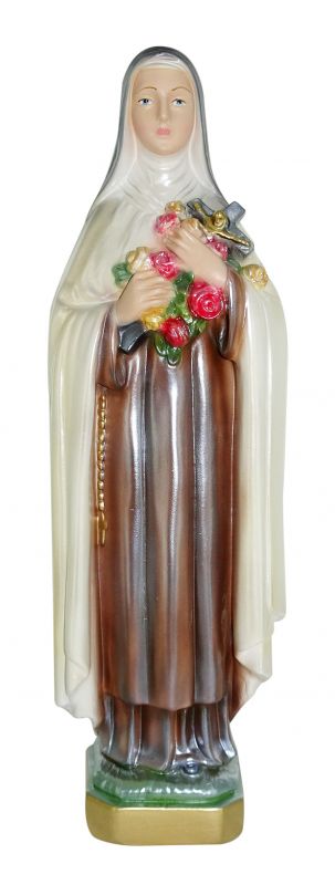 statua santa teresa di lisieux in gesso madreperlato dipinta a mano - circa 30 cm