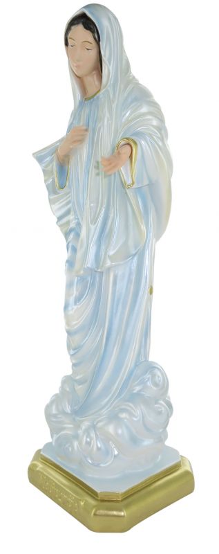 statua madonna di medjugorje in gesso madreperlato dipinta a mano - 40 cm