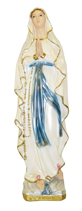 statua madonna di lourdes in gesso madreperlato dipinta a mano - 50 cm