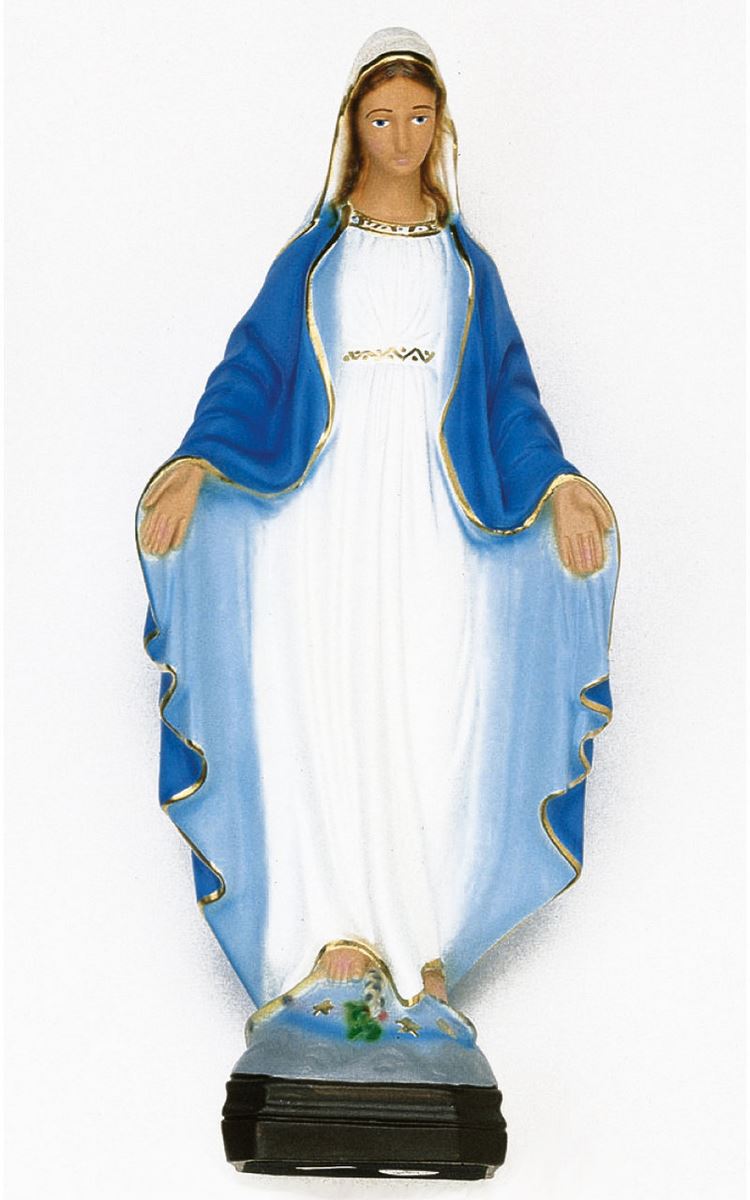 statua da esterno della madonna della medaglia miracolosa in materiale infrangibile, dipinta a mano, da circa 40 cm