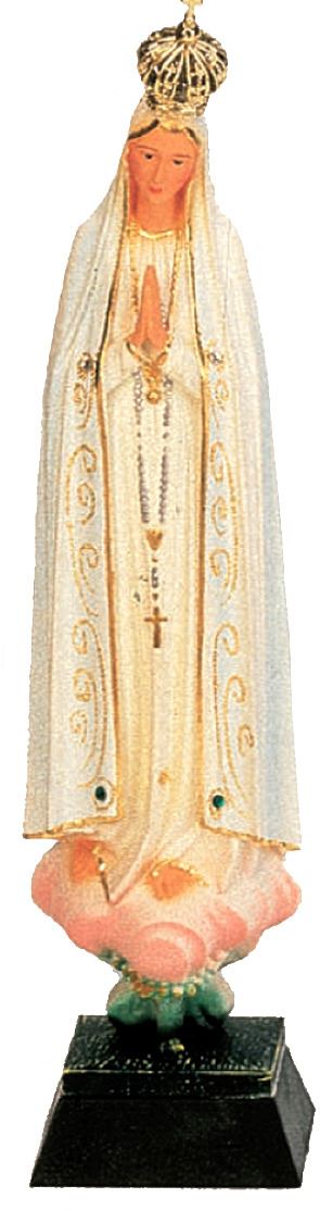 statua madonna di fatima dipinta a mano con decorazioni color oro e strass (circa 27 cm)