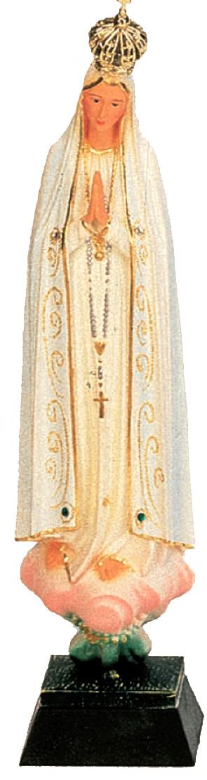 statua madonna di fatima dipinta a mano con decorazioni color oro e strass (circa 35 cm)