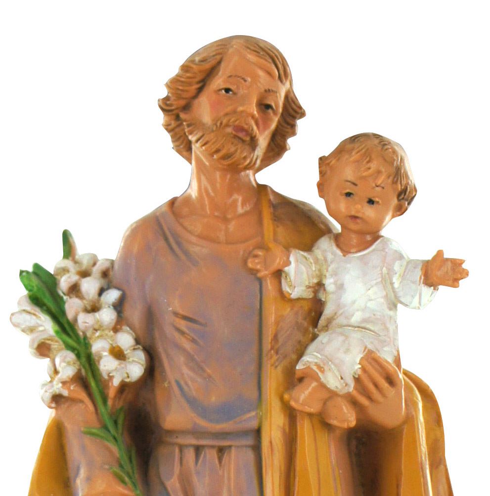 stock: statua san giuseppe in plastica/pvc effetto legno dipinta a mano - 17 cm