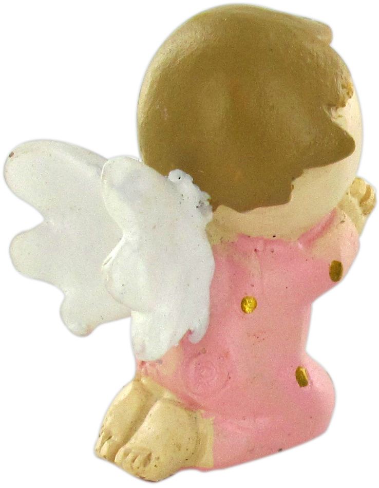 angelo in resina che prega color rosa - 3,5 cm