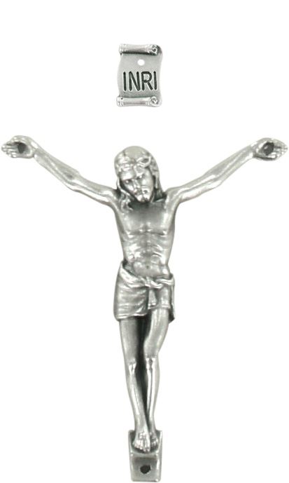 corpo di cristo per crocifisso, metallo, color argento, 6 centimetri