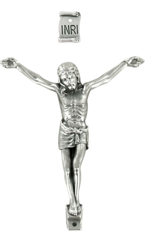 corpo di cristo per crocifisso, metallo, color argento, 7 centimetri
