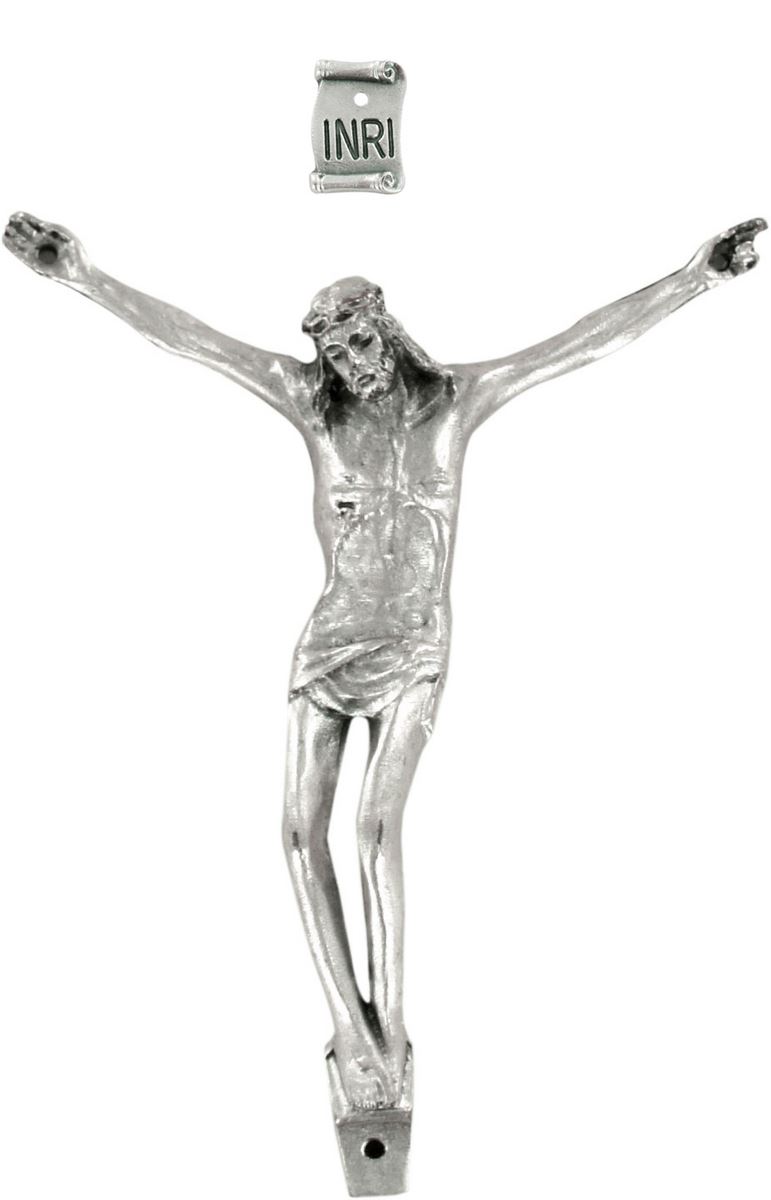 corpo di cristo per crocifisso, metallo, color argento, 13 centimetri