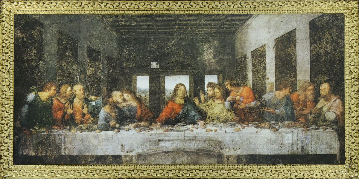 quadro ultima cena di leonardo da vinci stampa su legno - 29 x 14 cm
