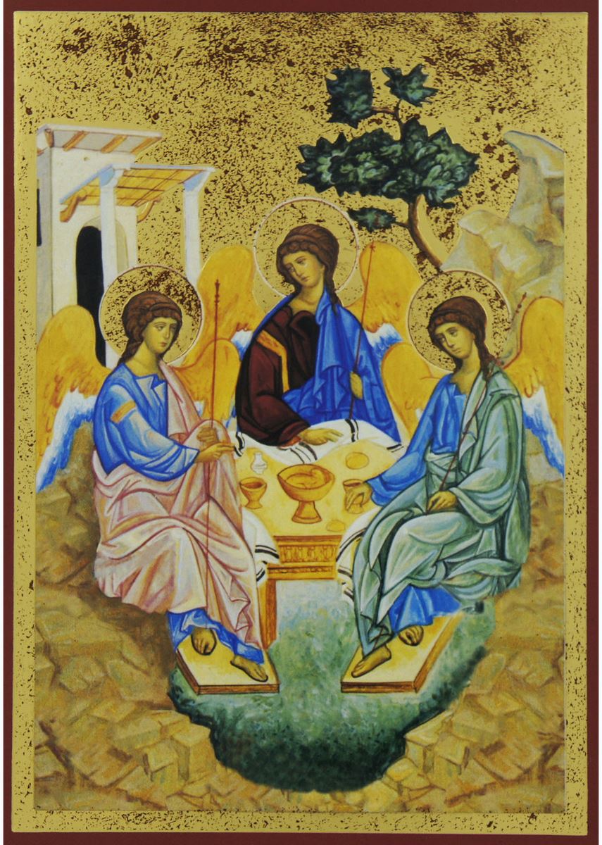 quadro icona trinità di rublev stampa su legno - 14 x 10 cm