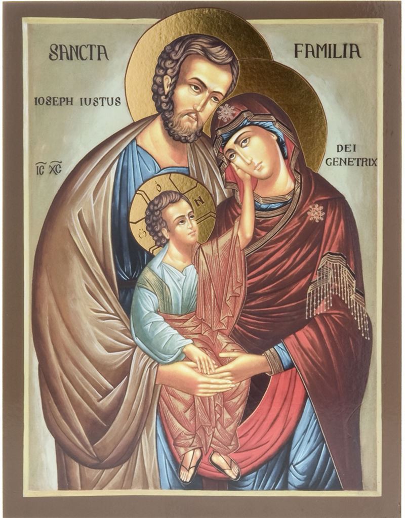 quadro icona sacra famiglia stampa su legno - 15 x 11 cm