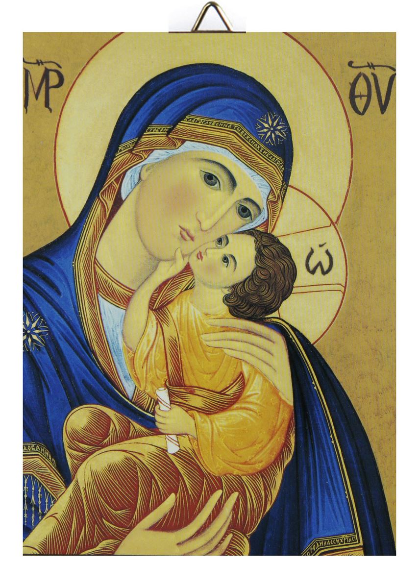 icona madonna col bambino stampa su quadro in legno - 30 x 40 cm