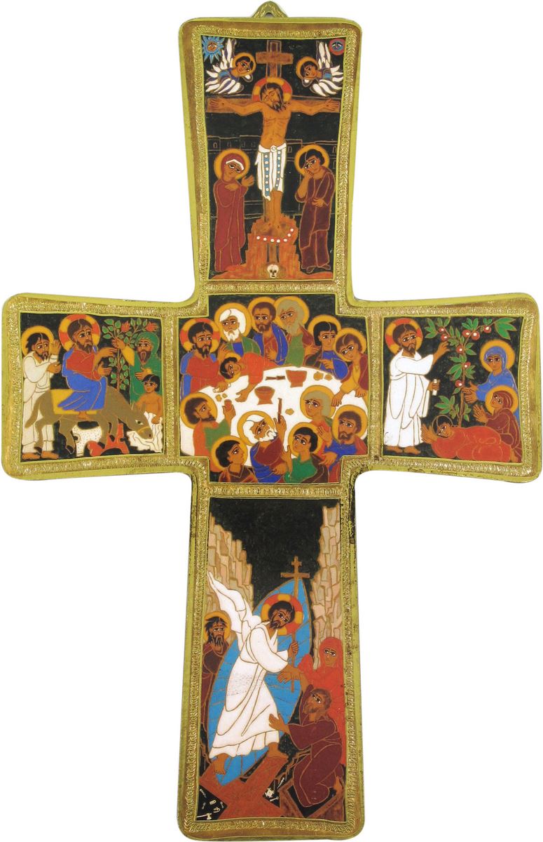 bomboniera comunione: croce passione di gesù stampa su legno - 13 x 10 cm