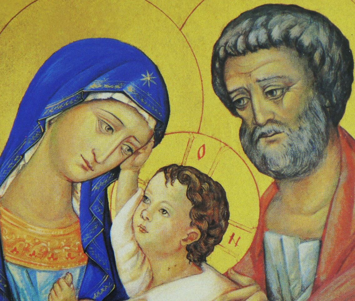 icona sacra famiglia stampa su quadro in legno - 13,5 x 11 cm