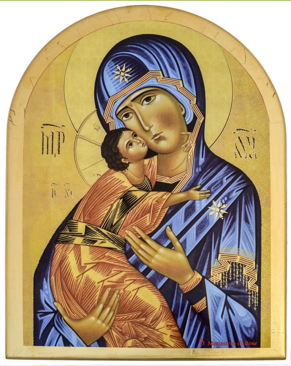 quadro madonna col bambino a forma d'arco - 24,7 x 32,5 cm