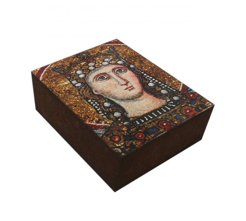 quadretto volto di maria stile mosaico 5,5x7,2 cm